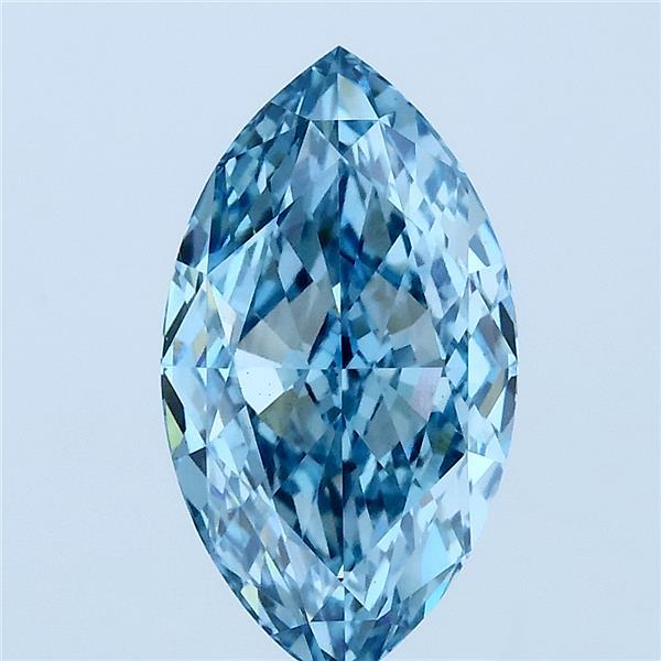 2.53 Carat Marquise Lab Grown Diamond, Fancy Vivid Blue Color, VS1 Clarity