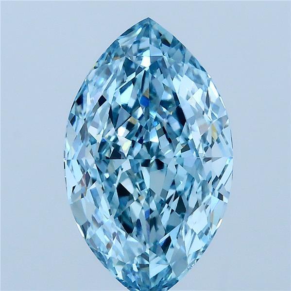 3.04 Carat Marquise Lab Grown Diamond, Fancy Vivid Blue Color, VS2 Clarity