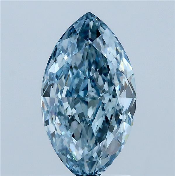2.09 Carat Marquise Lab Grown Diamond, Fancy Vivid Blue Color, VS1 Clarity
