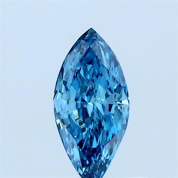 0.39 Carat Marquise Lab Grown Diamond, Fancy Vivid Blue Color, VVS1 Clarity