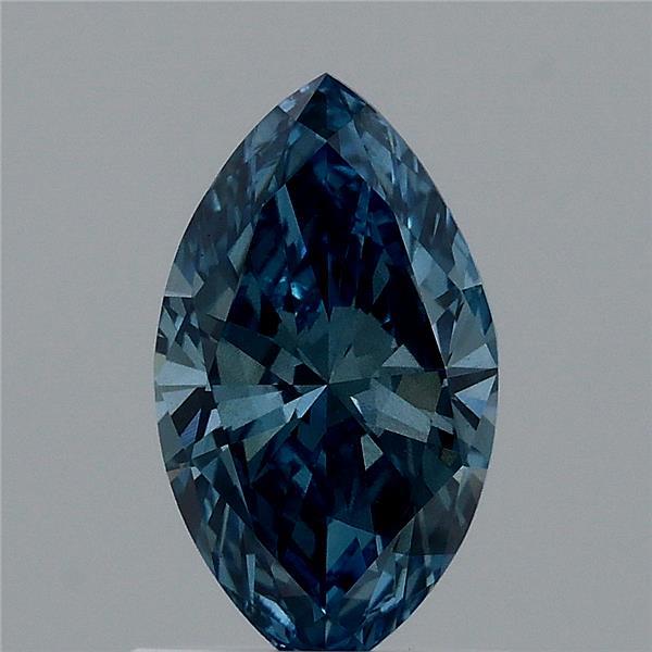 0.95 Carat Marquise Lab Grown Diamond, Fancy Vivid Blue Color, SI1 Clarity