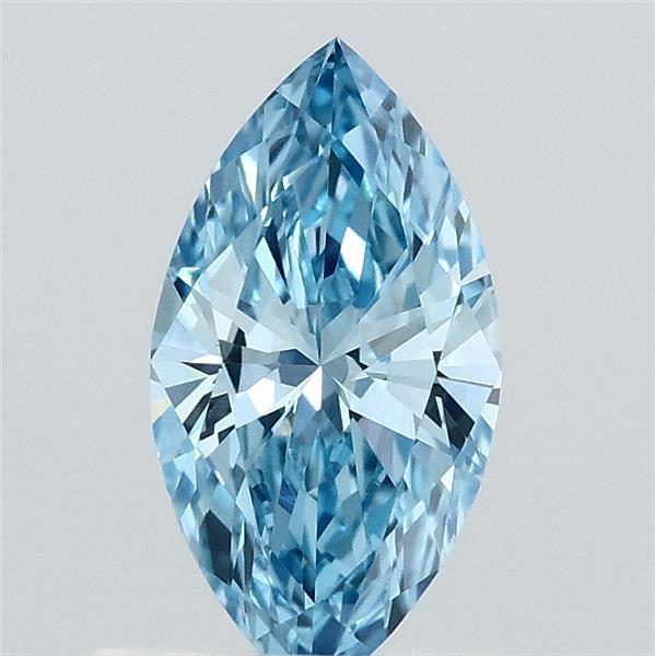 0.62 Carat Marquise Lab Grown Diamond, Fancy Vivid Blue Color, VVS1 Clarity