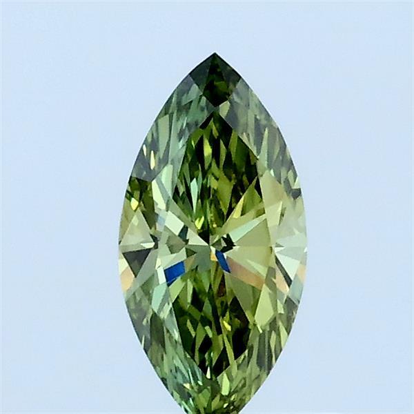 0.39 Carat Marquise Lab Grown Diamond, Fancy Vivid Green Color, VVS2 Clarity