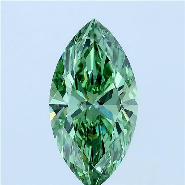 1.90 Carat Marquise Lab Grown Diamond, Fancy Vivid Green Color, VS1 Clarity