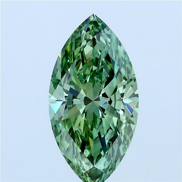 3.09 Carat Marquise Lab Grown Diamond, Fancy Vivid Green Color, VS2 Clarity