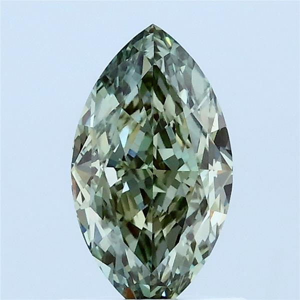 1.03 Carat Marquise Lab Grown Diamond, Fancy Intense Green Color, VVS2 Clarity