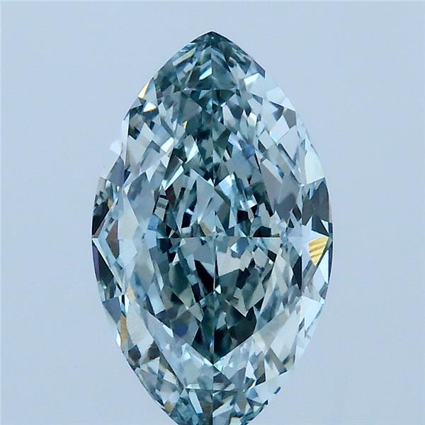 2.07 Carat Marquise Lab Grown Diamond, Fancy Intense Bluish Green Color, VS1 Clarity