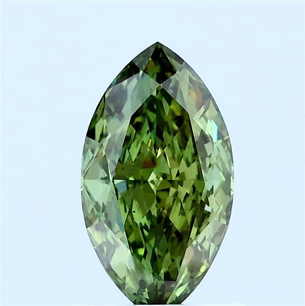 1.02 Carat Marquise Lab Grown Diamond, Fancy Vivid Green Color, VS1 Clarity