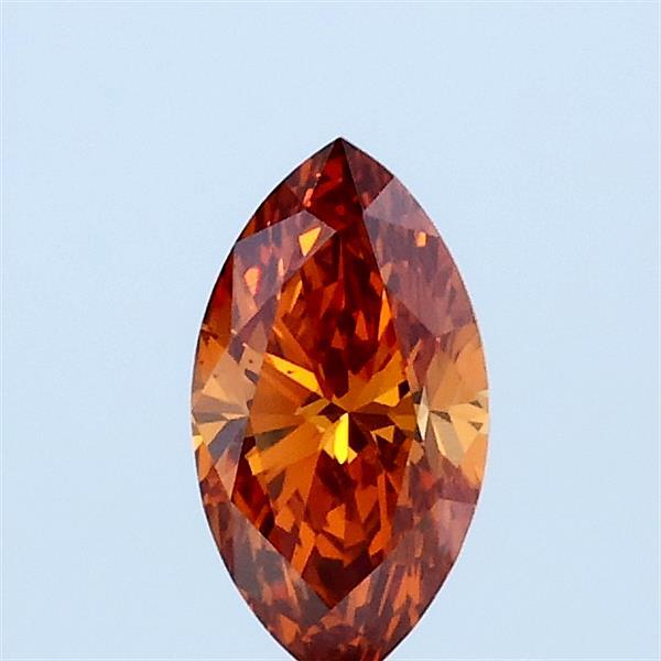 0.41 Carat Marquise Lab Grown Diamond, Fancy Vivid Orange Color, VS1 Clarity