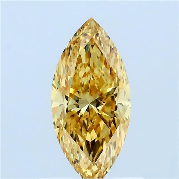 0.76 Carat Marquise Lab Grown Diamond, Fancy Vivid Yellow Color, VVS2 Clarity