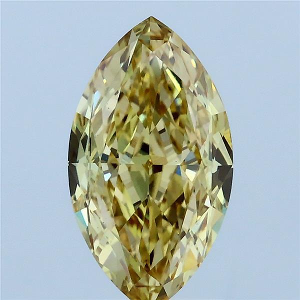 2.06 Carat Marquise Lab Grown Diamond, Fancy Intense Yellow Color, VVS2 Clarity