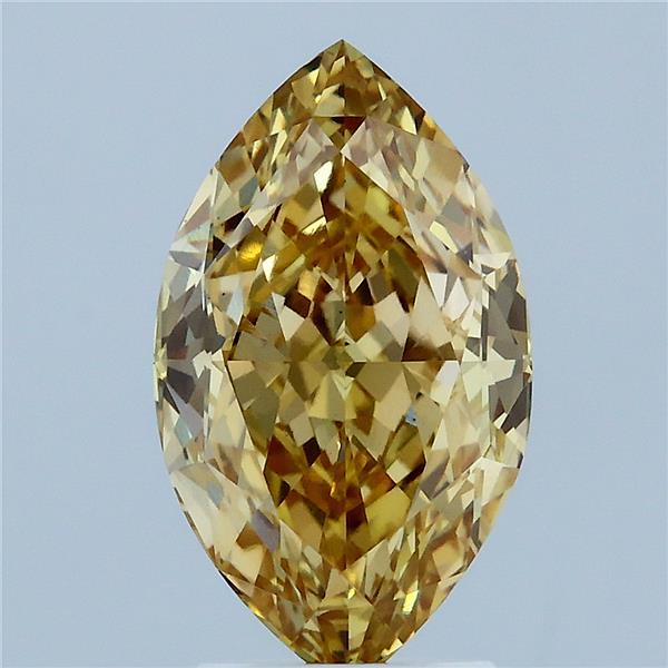 3.23 Carat Marquise Lab Grown Diamond, Fancy Intense Yellow Color, VS1 Clarity
