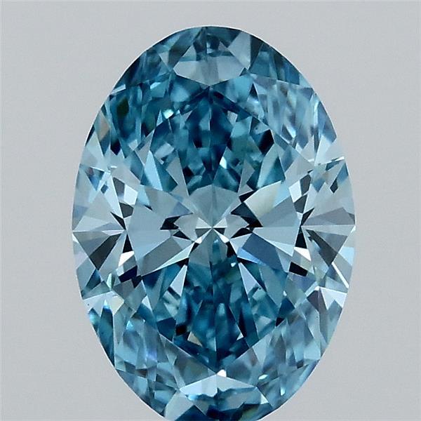 1.31 Carat Oval Lab Grown Diamond, Fancy Vivid Blue Color, VS1 Clarity