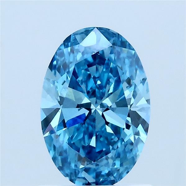 1.01 Carat Oval Lab Grown Diamond, Fancy Vivid Blue Color, VS1 Clarity