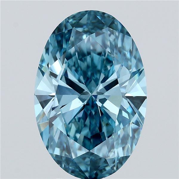 5.02 Carat Oval Lab Grown Diamond, Fancy Vivid Blue Color, VS1 Clarity
