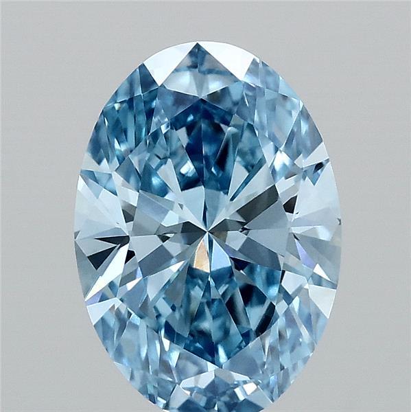 2.01 Carat Oval Lab Grown Diamond, Fancy Vivid Blue Color, VVS2 Clarity