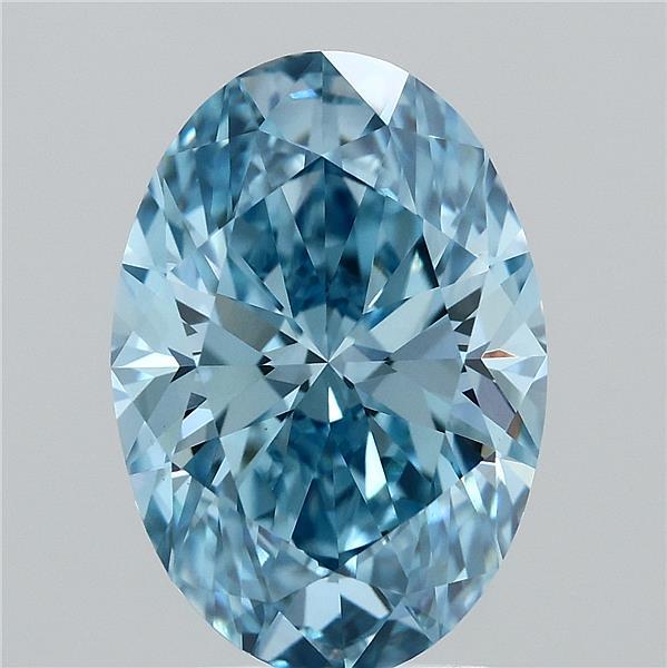 3.10 Carat Oval Lab Grown Diamond, Fancy Vivid Blue Color, VS1 Clarity