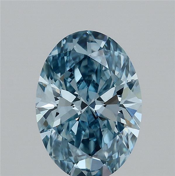 2.10 Carat Oval Lab Grown Diamond, Fancy Vivid Blue Color, VS1 Clarity