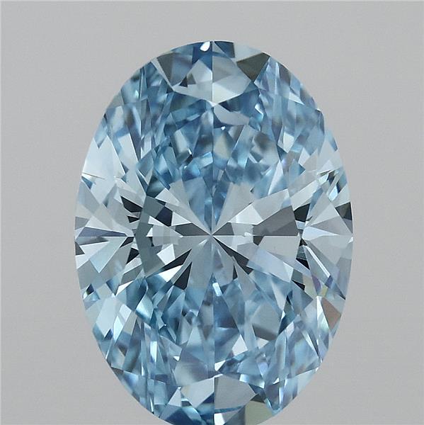 4.07 Carat Oval Lab Grown Diamond, Fancy Vivid Blue Color, VVS2 Clarity