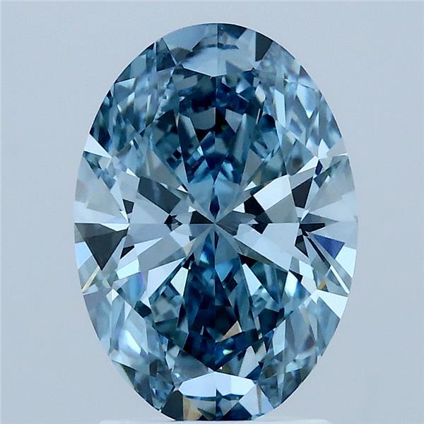2.06 Carat Oval Lab Grown Diamond, Fancy Vivid Blue Color, VVS2 Clarity
