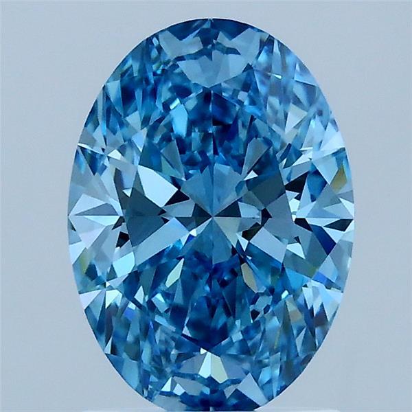 1.51 Carat Oval Lab Grown Diamond, Fancy Vivid Blue Color, VS1 Clarity