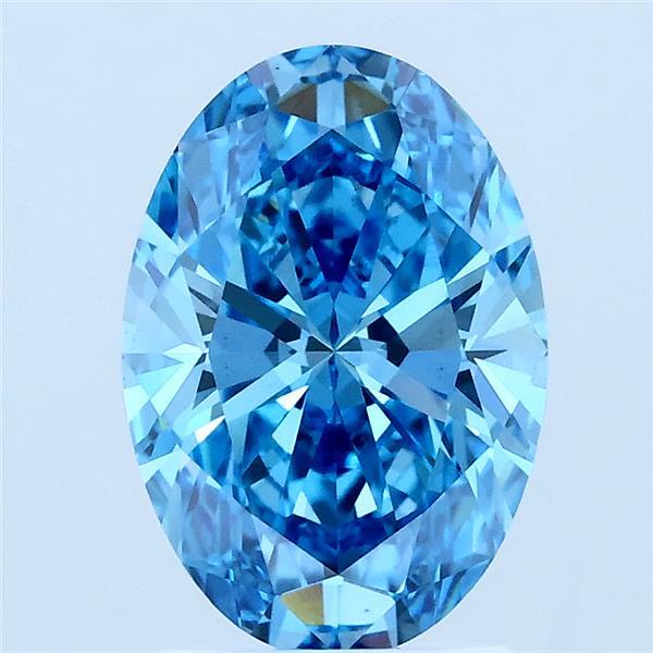 2.04 Carat Oval Lab Grown Diamond, Fancy Vivid Blue Color, VS1 Clarity