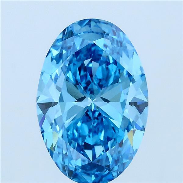 1.97 Carat Oval Lab Grown Diamond, Fancy Vivid Blue Color, VVS2 Clarity