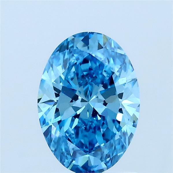 1.00 Carat Oval Lab Grown Diamond, Fancy Vivid Blue Color, VVS1 Clarity