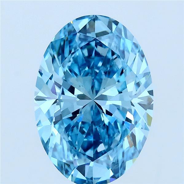 2.71 Carat Oval Lab Grown Diamond, Fancy Vivid Blue Color, VS1 Clarity