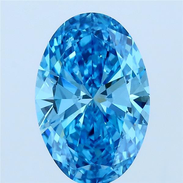 2.00 Carat Oval Lab Grown Diamond, Fancy Vivid Blue Color, VS1 Clarity