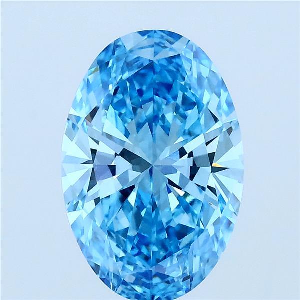 2.00 Carat Oval Lab Grown Diamond, Fancy Vivid Blue Color, VS2 Clarity
