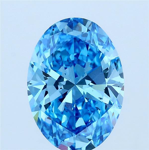 2.03 Carat Oval Lab Grown Diamond, Fancy Vivid Blue Color, VS2 Clarity