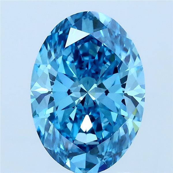 2.06 Carat Oval Lab Grown Diamond, Fancy Vivid Blue Color, VS1 Clarity