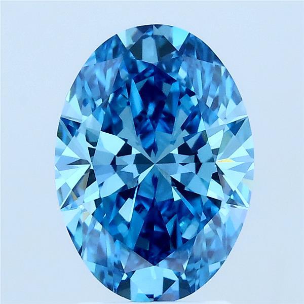 2.01 Carat Oval Lab Grown Diamond, Fancy Vivid Blue Color, VVS2 Clarity