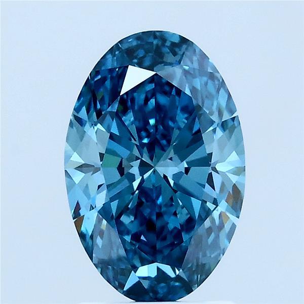1.51 Carat Oval Lab Grown Diamond, Fancy Vivid Blue Color, VVS2 Clarity