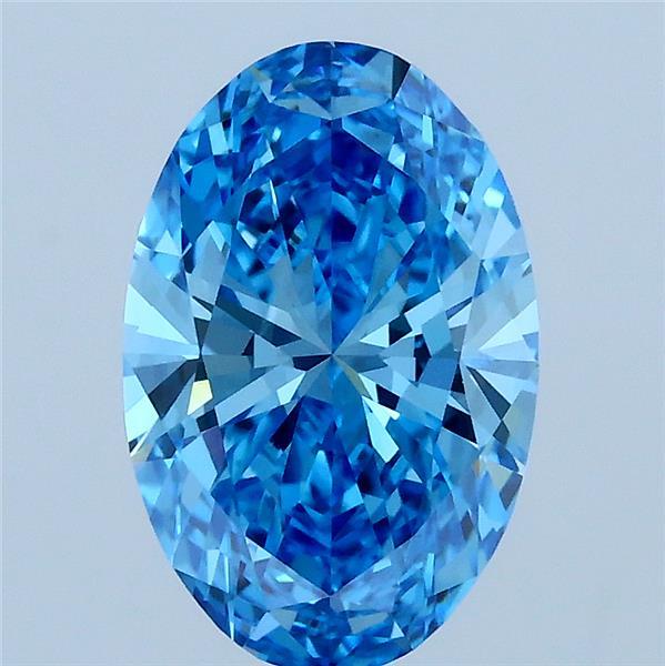 2.00 Carat Oval Lab Grown Diamond, Fancy Vivid Blue Color, VVS2 Clarity