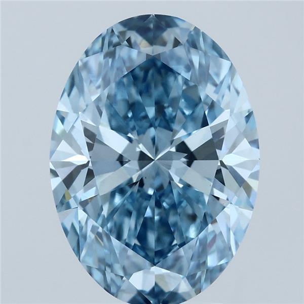 4.08 Carat Oval Lab Grown Diamond, Fancy Vivid Blue Color, VS1 Clarity