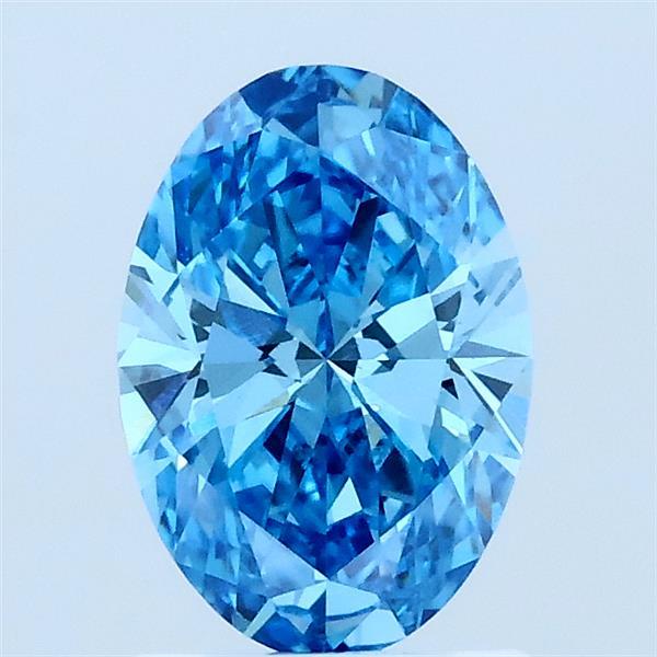 1.00 Carat Oval Lab Grown Diamond, Fancy Vivid Blue Color, VS1 Clarity