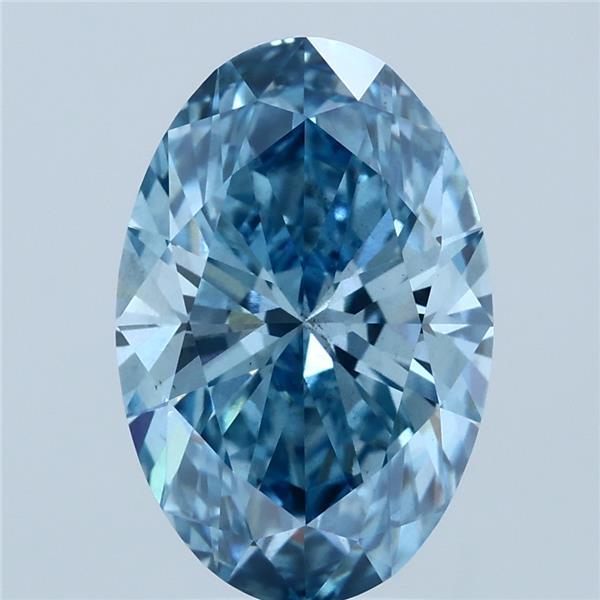 3.51 Carat Oval Lab Grown Diamond, Fancy Vivid Blue Color, VS2 Clarity