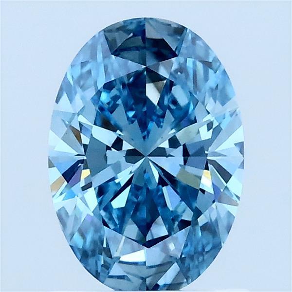 1.05 Carat Oval Lab Grown Diamond, Fancy Vivid Blue Color, VS1 Clarity