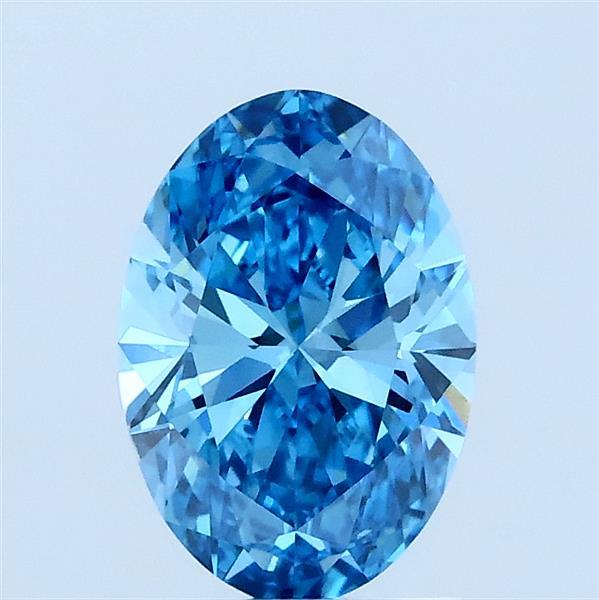 1.09 Carat Oval Lab Grown Diamond, Fancy Vivid Blue Color, VVS2 Clarity