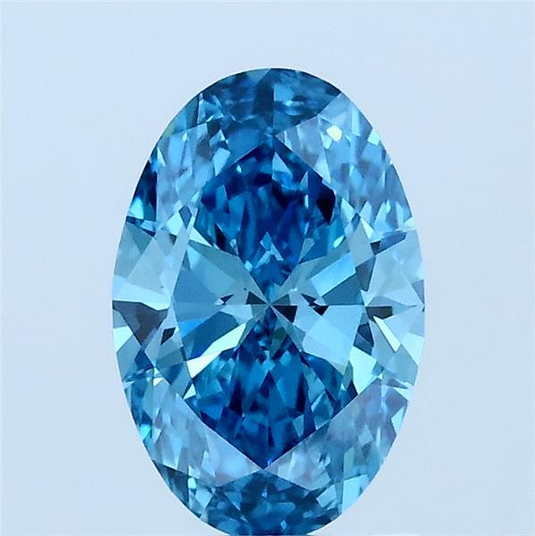 1.00 Carat Oval Lab Grown Diamond, Fancy Vivid Blue Color, VVS2 Clarity