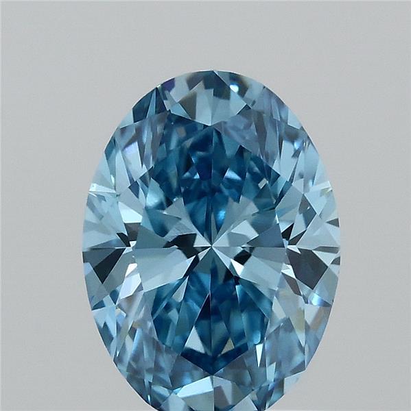 1.00 Carat Oval Lab Grown Diamond, Fancy Vivid Blue Color, VVS2 Clarity