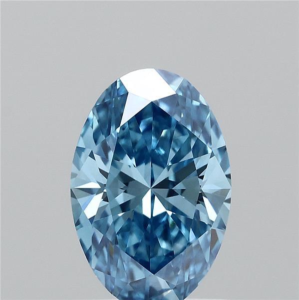 1.01 Carat Oval Lab Grown Diamond, Fancy Vivid Blue Color, VVS2 Clarity