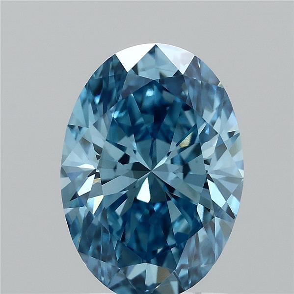 1.51 Carat Oval Lab Grown Diamond, Fancy Vivid Blue Color, VVS2 Clarity
