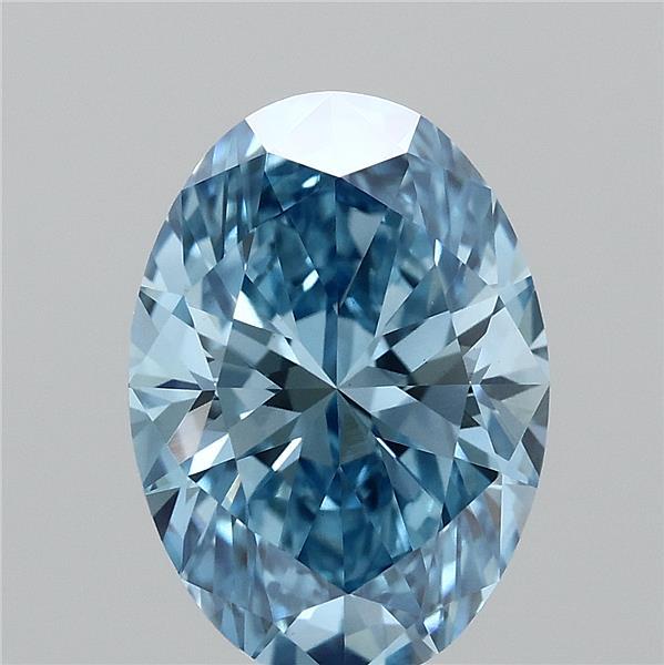 1.59 Carat Oval Lab Grown Diamond, Fancy Vivid Blue Color, VS1 Clarity