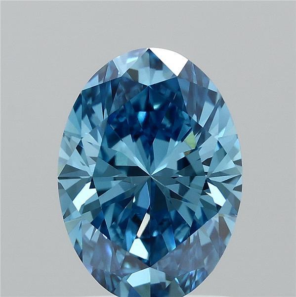 1.51 Carat Oval Lab Grown Diamond, Fancy Vivid Blue Color, VVS2 Clarity