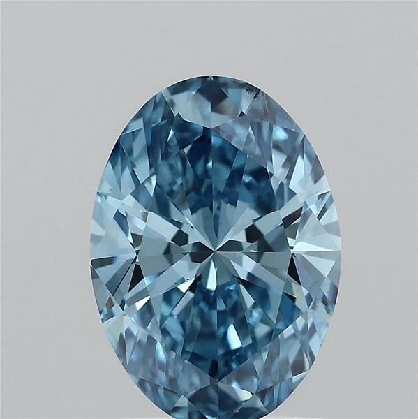 1.51 Carat Oval Lab Grown Diamond, Fancy Vivid Blue Color, VS2 Clarity