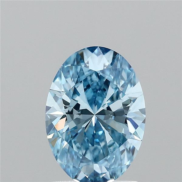 1.50 Carat Oval Lab Grown Diamond, Fancy Vivid Blue Color, VVS2 Clarity