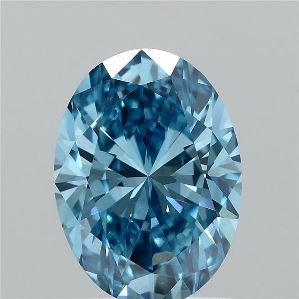 1.51 Carat Oval Lab Grown Diamond, Fancy Vivid Blue Color, VVS2 Clarity